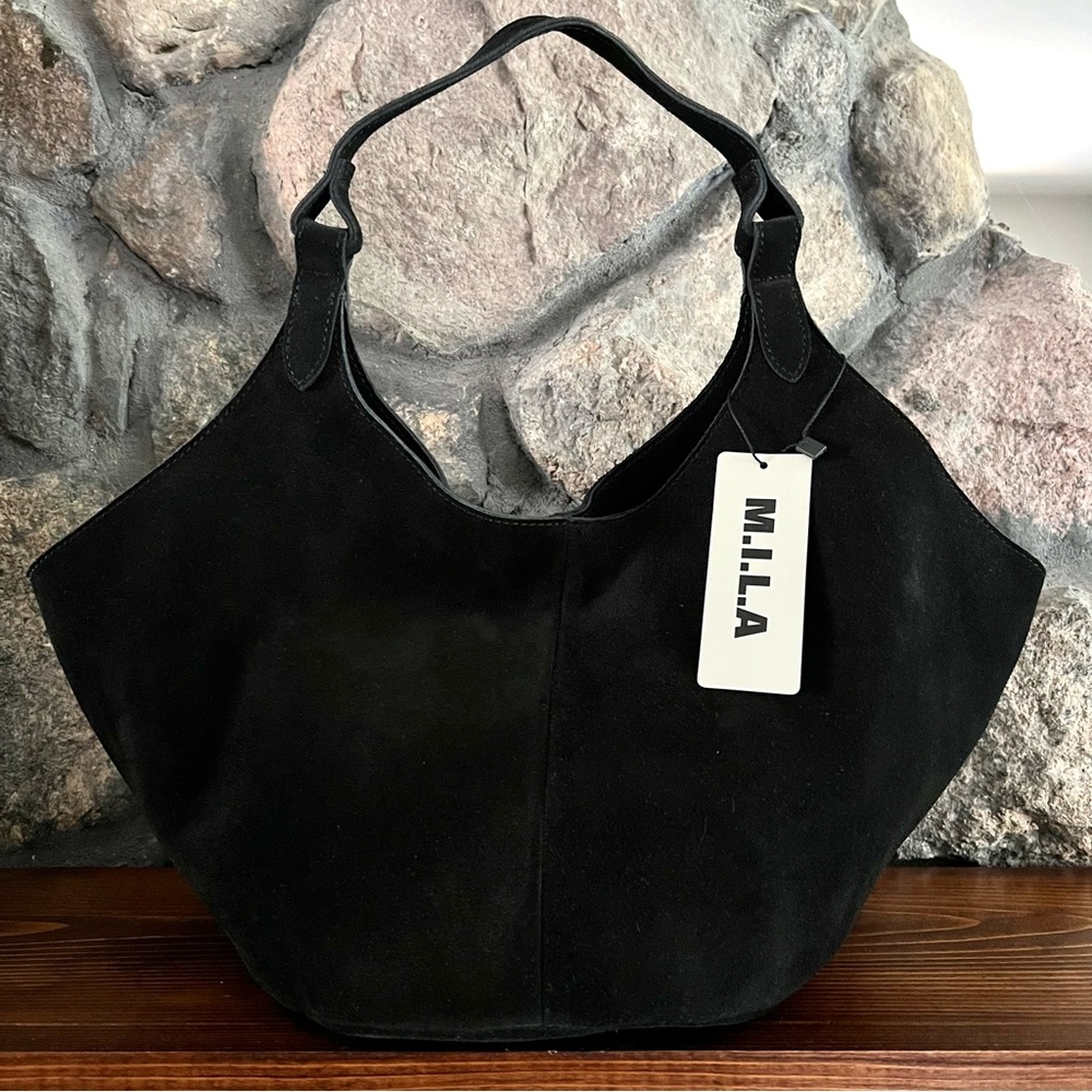 M.I.L.A. Black Suede “Emma” Hobo Bag